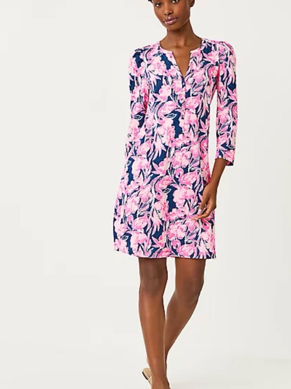 Lily Pulitzer Daphne T-Shirt Dress in Inky Navy Flamingo Pink Size XXS